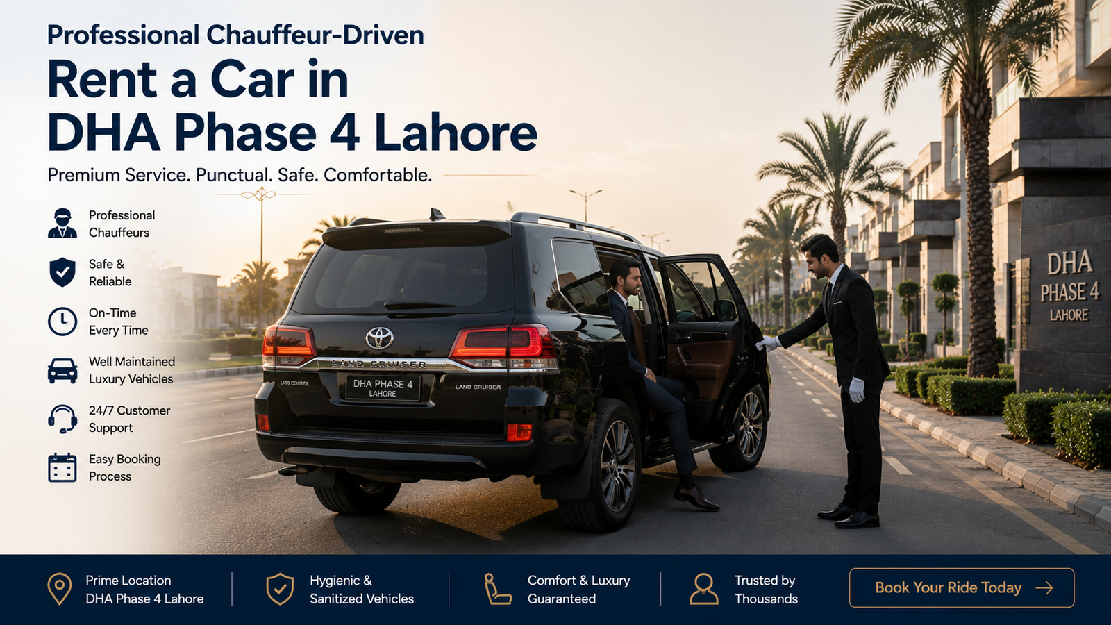 Professional Chauffeur-Driven Rent a Car in DHA Phase 4 Lahore