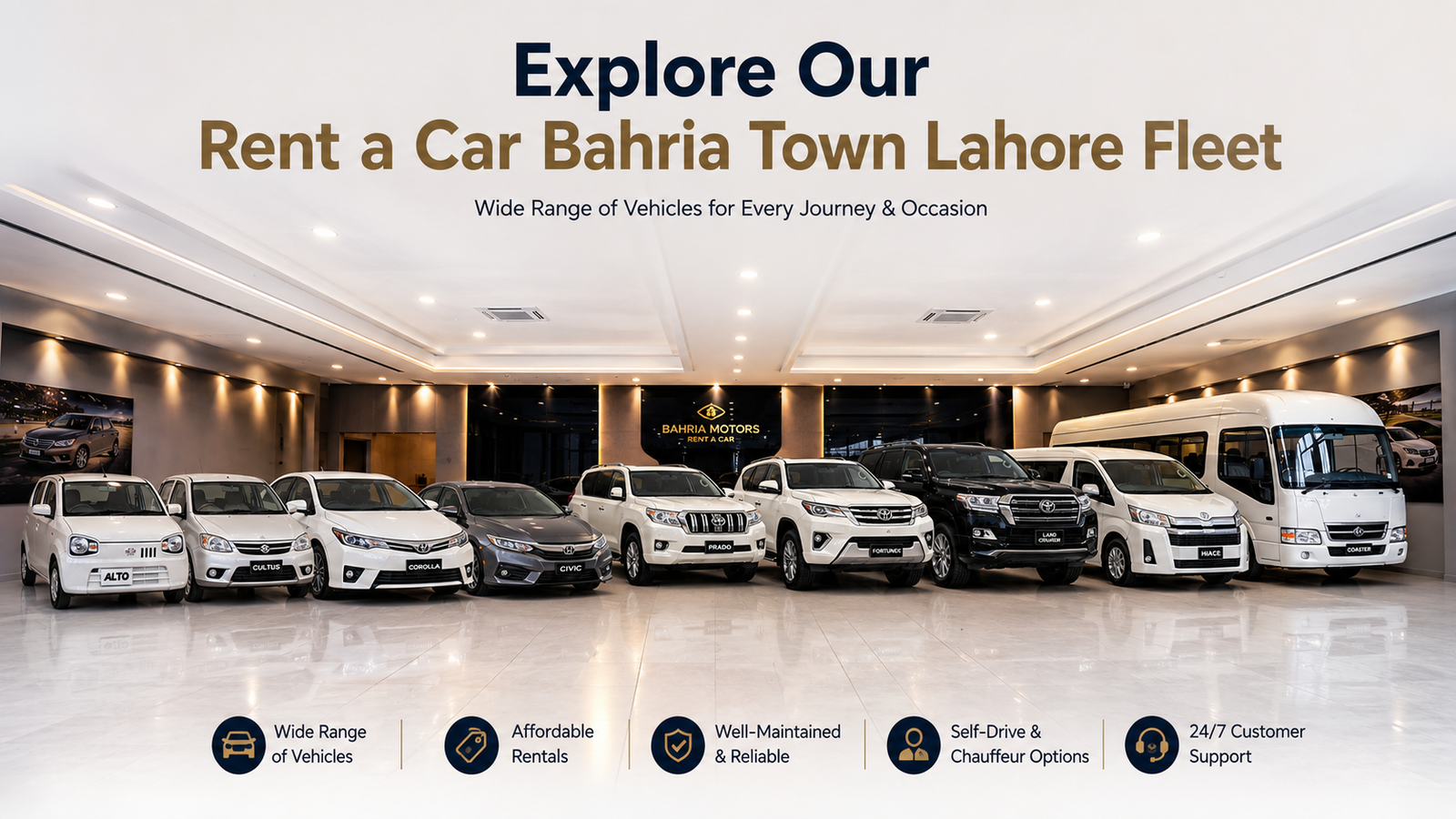 Explore Our Rent a Car Bahria Town Lahore Fleet