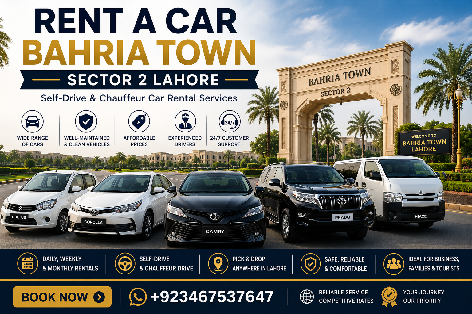 Rent a Car Bahria Town Sector B Lahore – Easy Online Booking