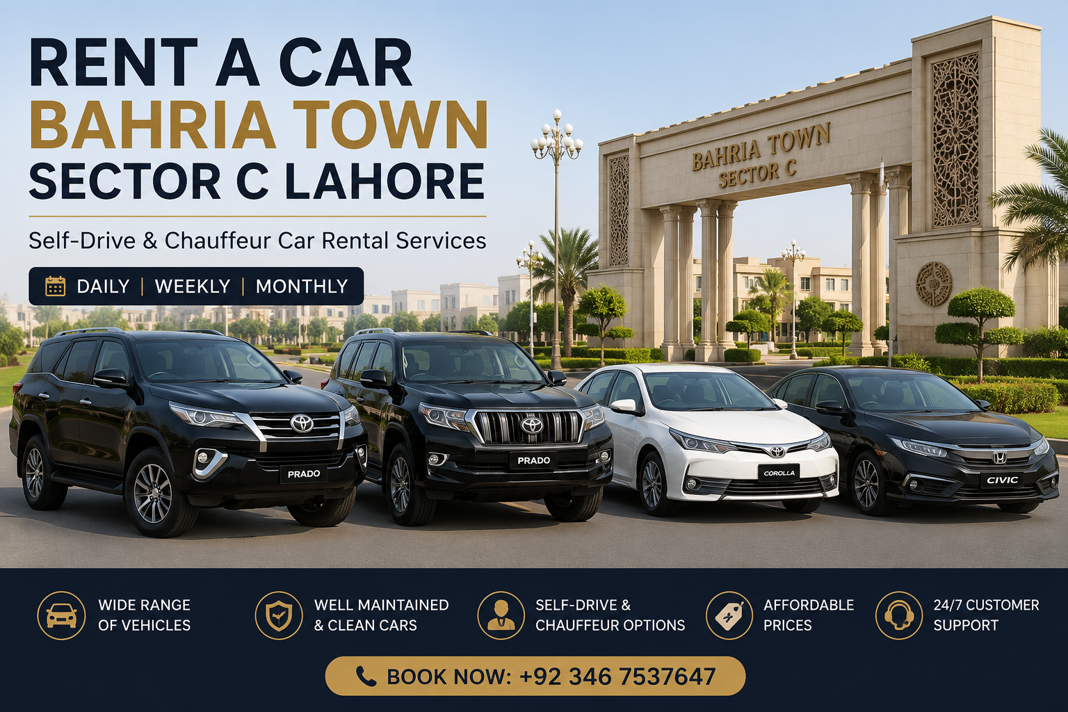 Rent a Car Bahria Town Sector C Lahore – Reliable Car Rental Services