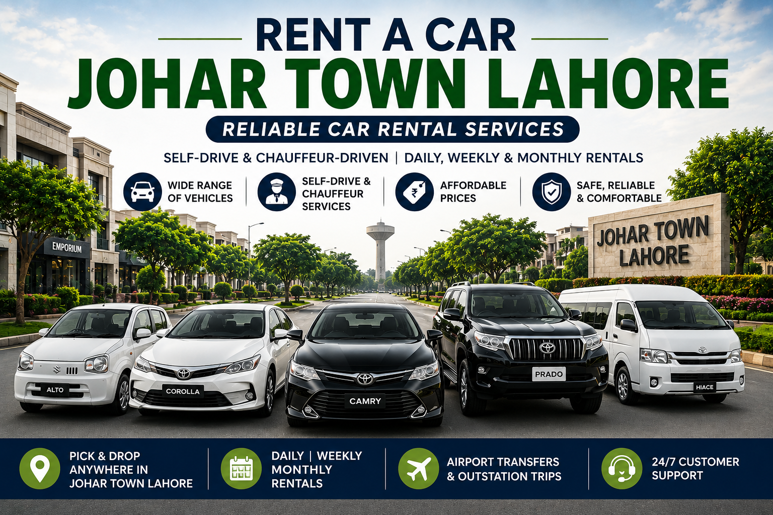 Rent a Car Johar Town Lahore – Reliable Car Rental Services