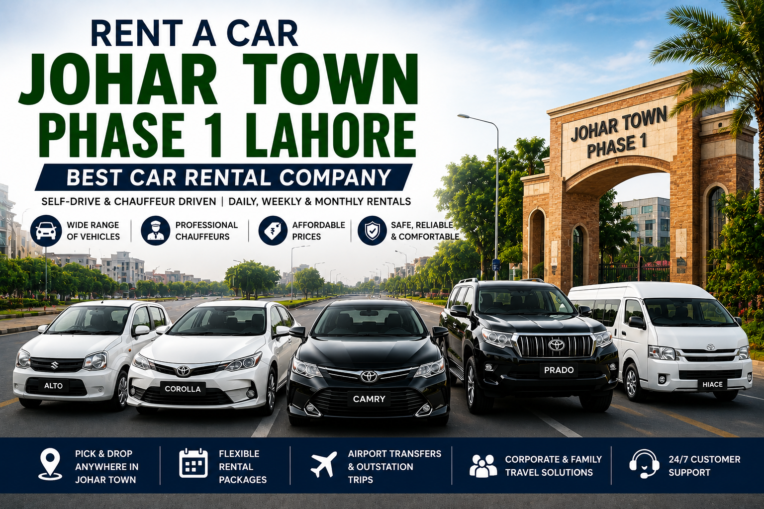 Rent a Car Johar Town Phase 1 Lahore | Best Car Rental Company