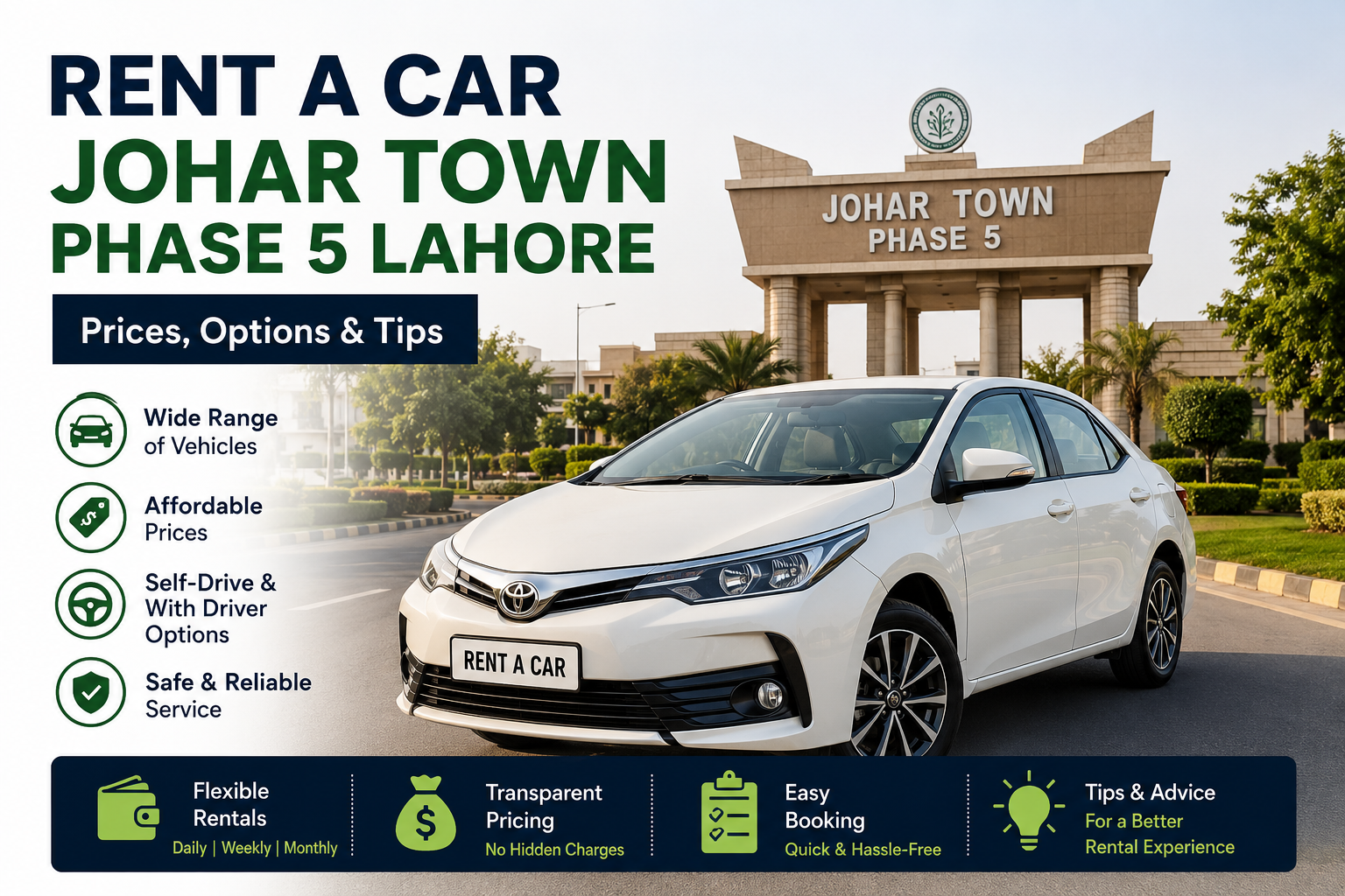 Rent a Car Johar Town Phase 5 Lahore – Prices, Options & Tips